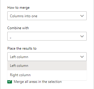 Select a column for the resulting values.