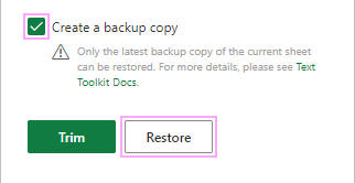 Here's the Restore button.