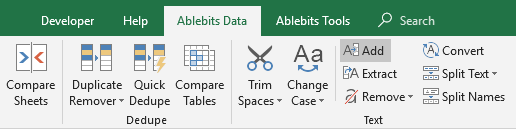 Add text to cells in Excel.