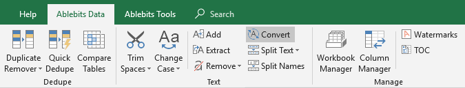 The Convert text tool in Excel. Convert text in Excel.
