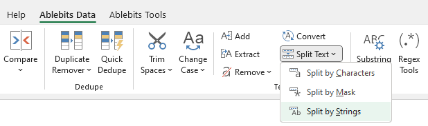 Start the Split by Strings tool.