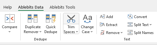 Remove spaces in Excel.