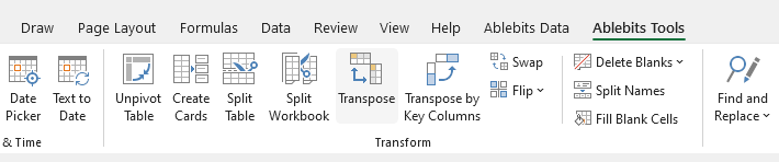 Start Transpose by Key Columns for Excel.