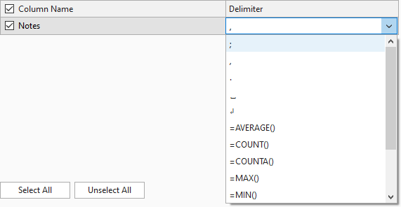 Choose a different delimiter for each column.