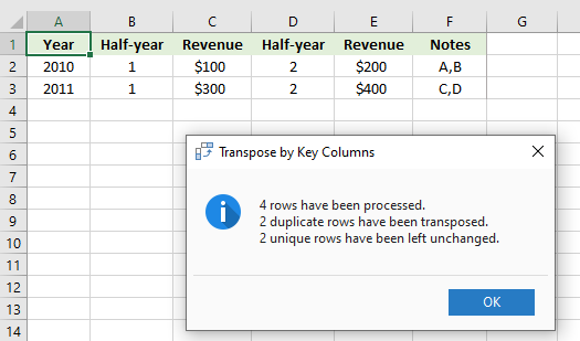 Transpose by Key Columns for Excel