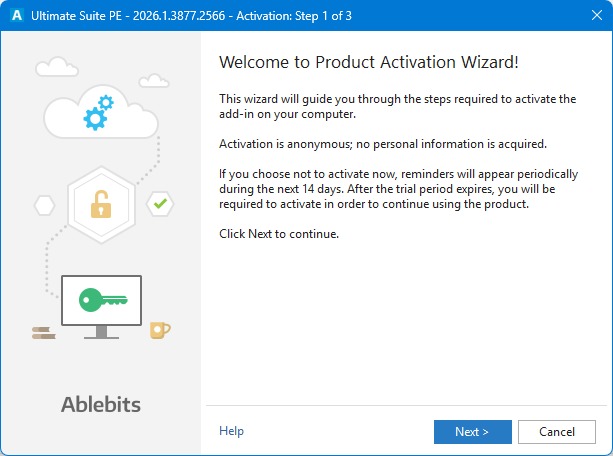 Welcome to the Product Activation Wizard.
