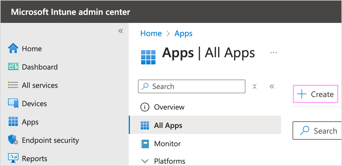 All Apps in Microsoft Intune