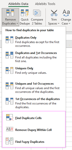 More tools under Duplicate Remover