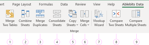 Ablebits tabs in your Excel.