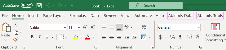 Ablebits tabs in your Excel