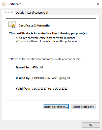 Certificate Information.