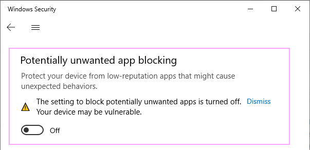 Potentially unwanted app blocking.