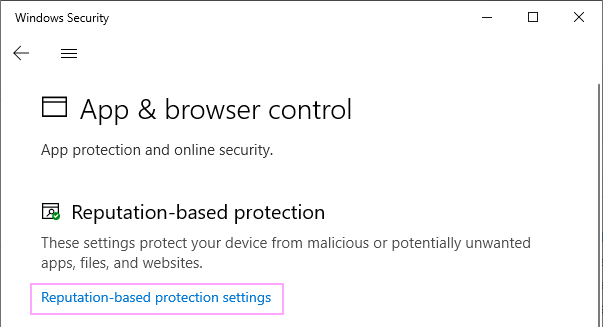 Reputation-based protection settings.