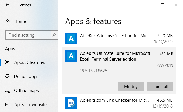 Uninstall in Windows 10.