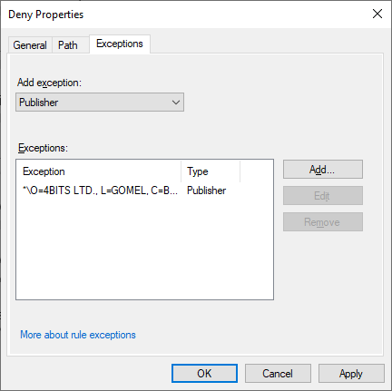 Add an exception: Step 3. Add an exception: Step 3.