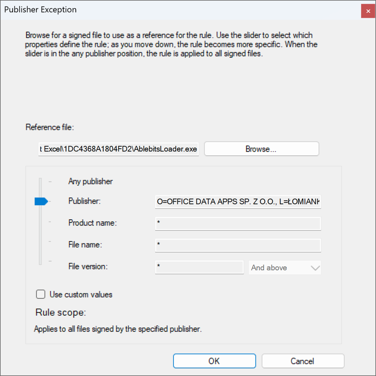 Add an exception: Step 2. Add an exception: Step 2.