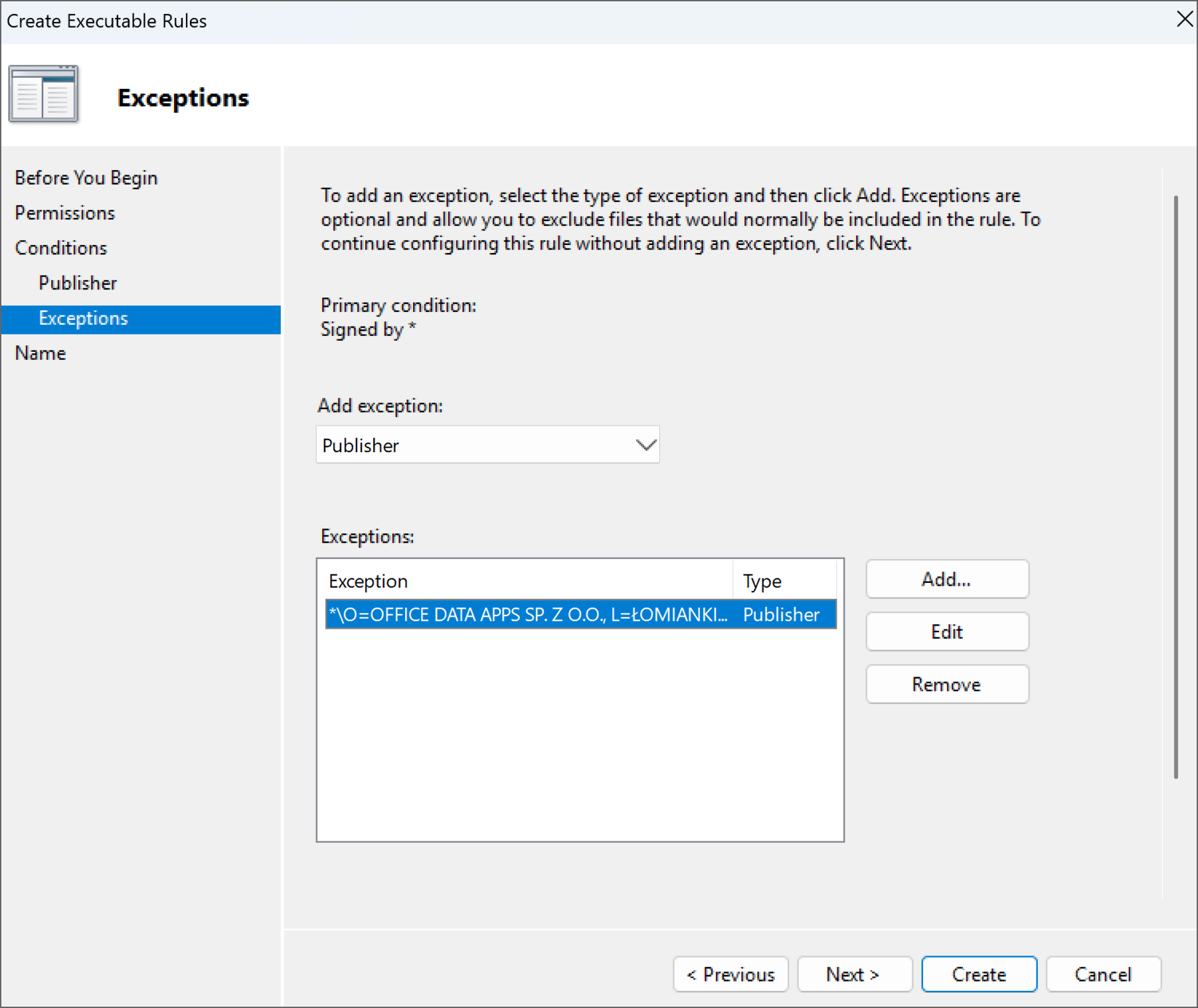 Add an exception: Step 3. Add an exception: Step 3.