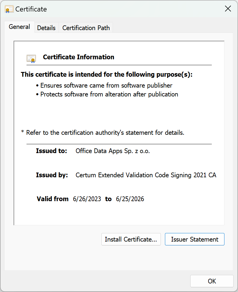 Certificate Information