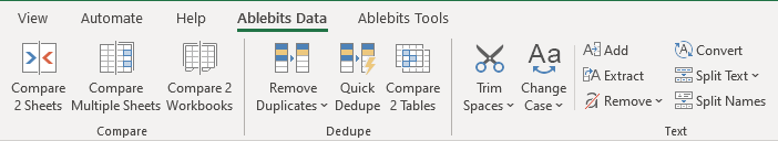 Ultimate Suite tabs in the ribbon