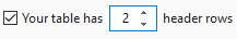 Enter the number of header rows.