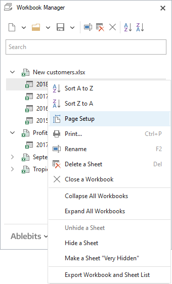 Select Page setup to customize page layout before printing.