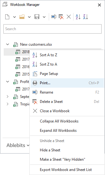 Choose this option to print your worksheet.