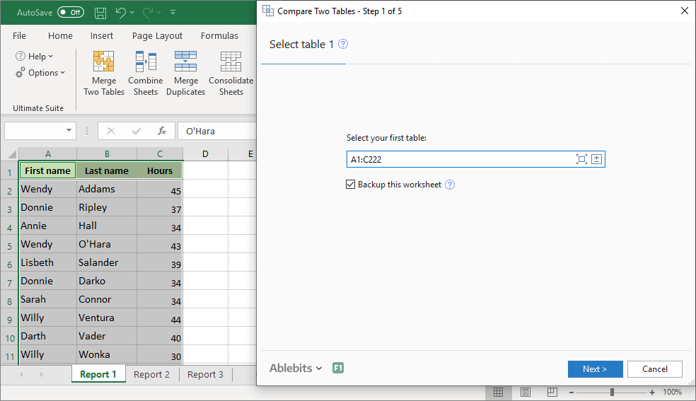 compare two columns in excel to find duplicates