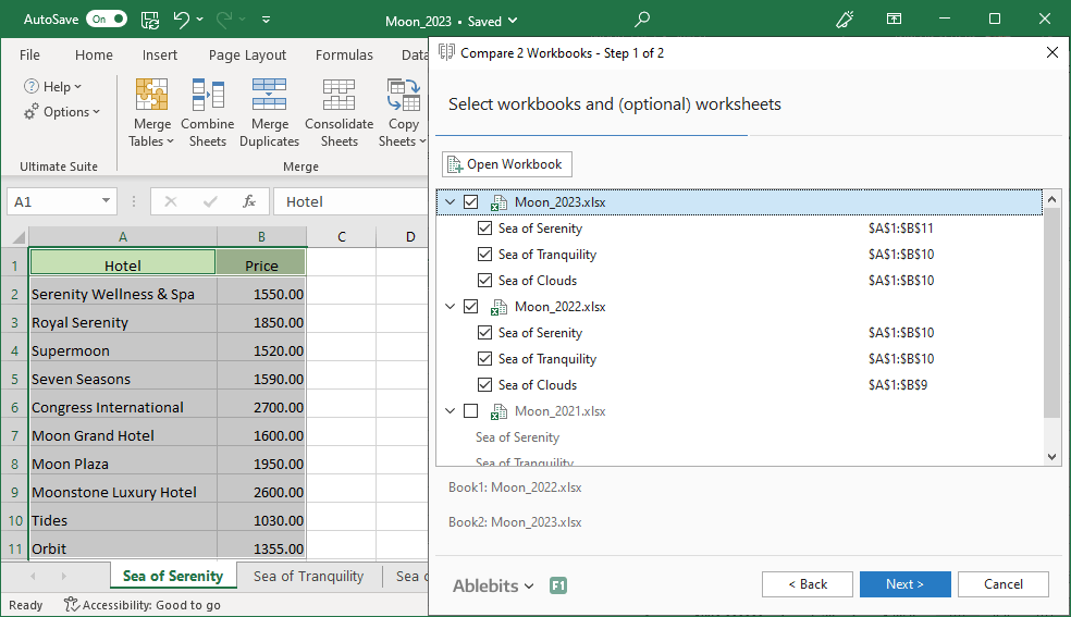 Compare Two Workbooks In Excel 365 2021 2016 Using Ultimate Suite