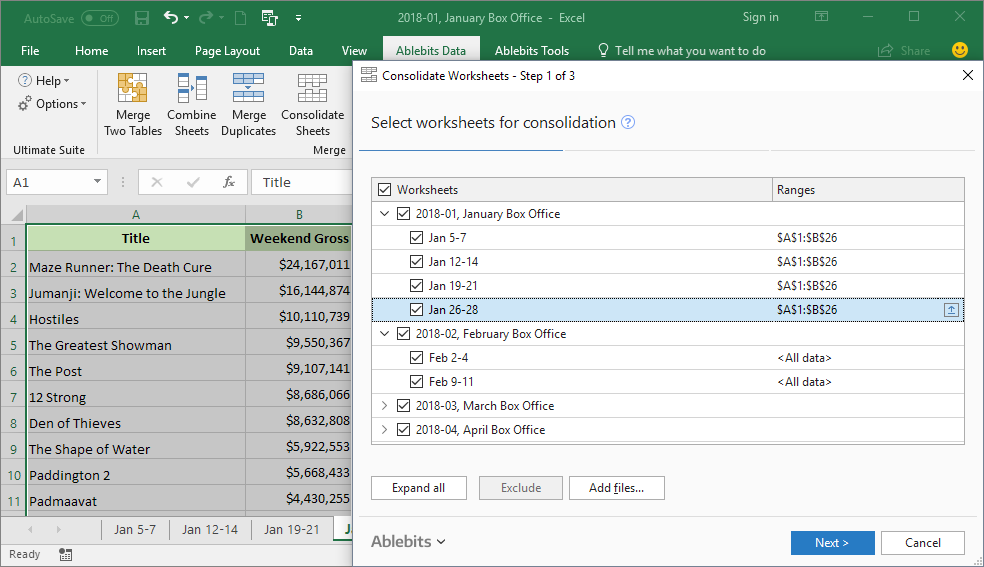 Consolidate Data Across Multiple Worksheets