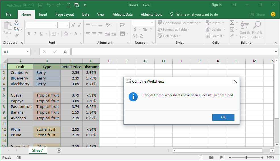 how to consolidate data in excel from multiple sheets