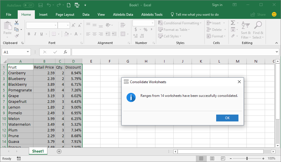 how to consolidate data in excel from multiple excel files