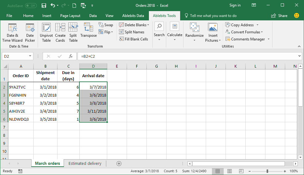 …and copy your formula down to calculate values in each row.