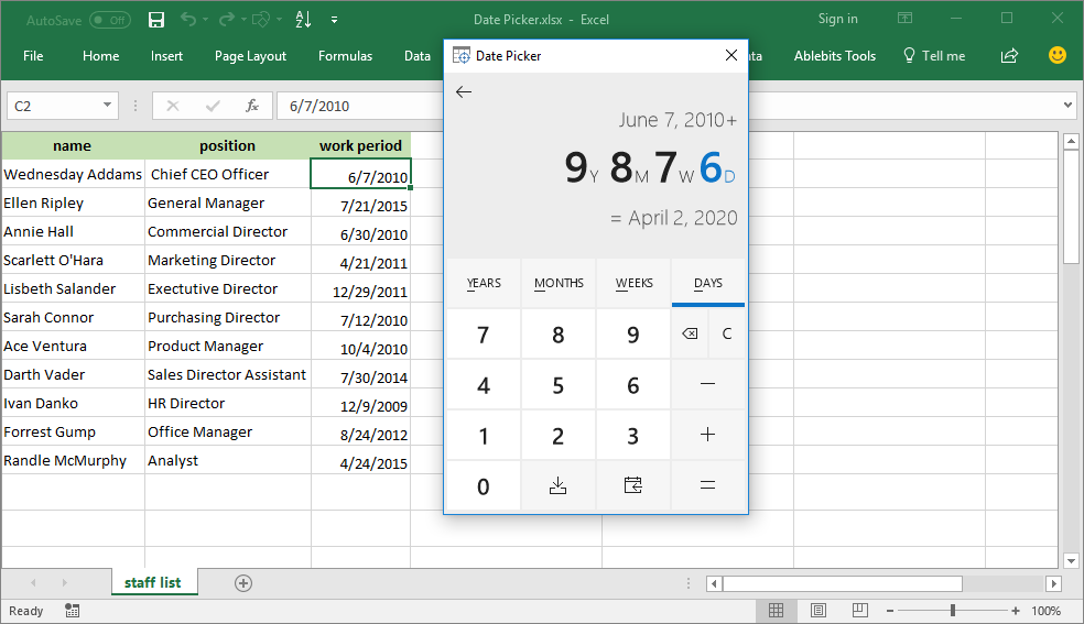 use a calendar picker excel for mac addin