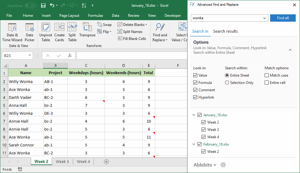Search in multiple workbooks at once