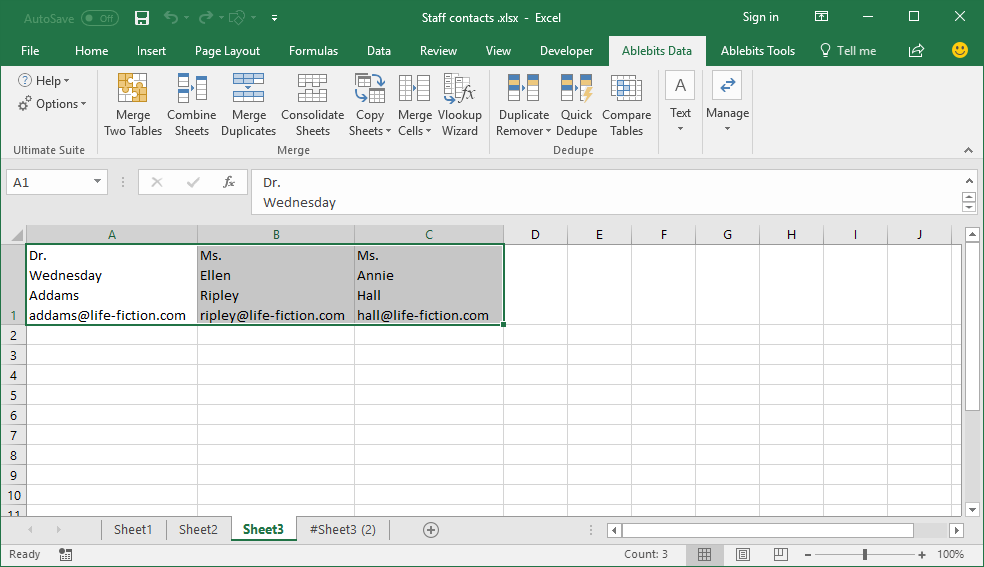 how to consolidate data in excel from multiple columns