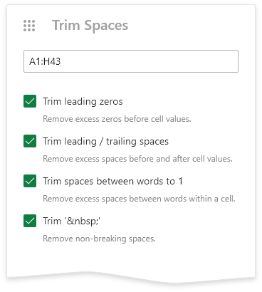Trim spaces