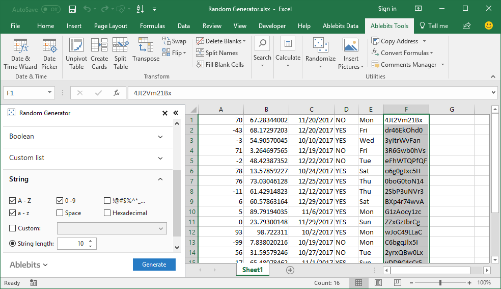 Generate random unique passwords