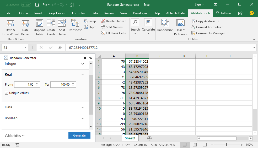 random data generator for excel