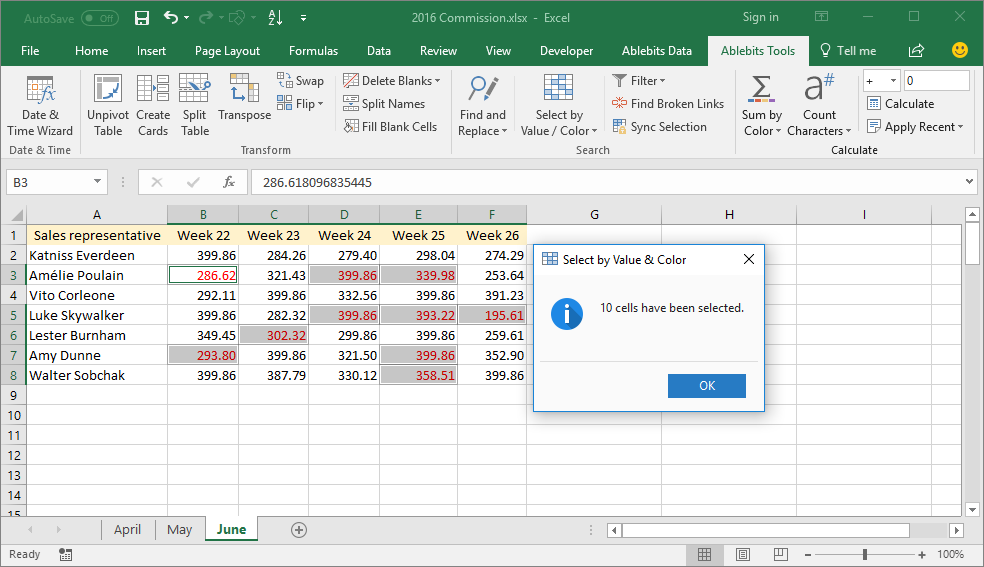 Highlight all cells with the same font color