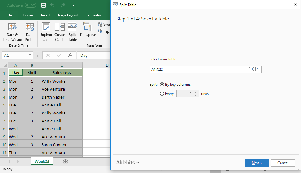 openoffice calc split cells