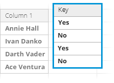 Choose one or more key columns