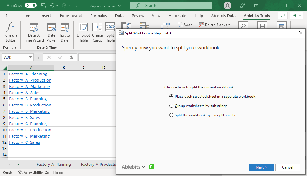 Split Workbooks Into Multiple Worksheets Automatically In Excel