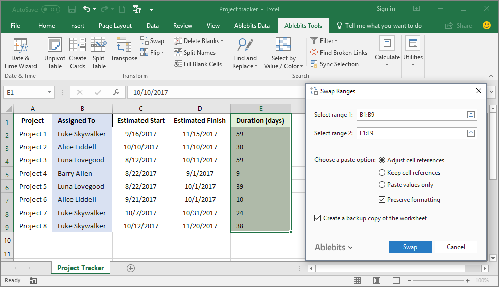 How To Swap Two Lines In Excel