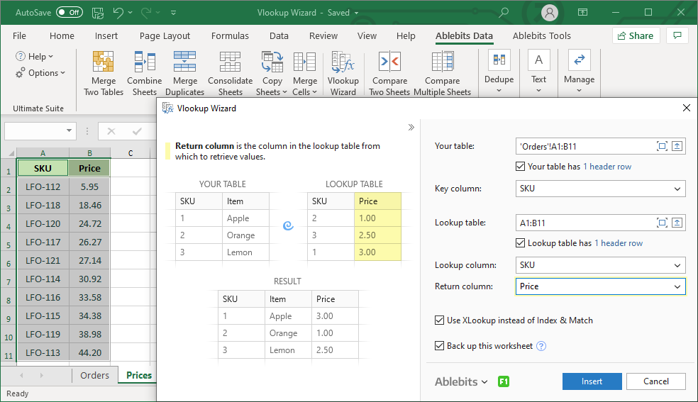 Select the column from which to retrieve the values