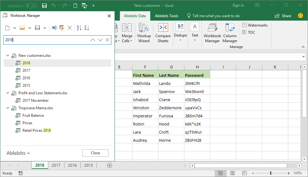 Quickly find the sheet you need among all Excel files