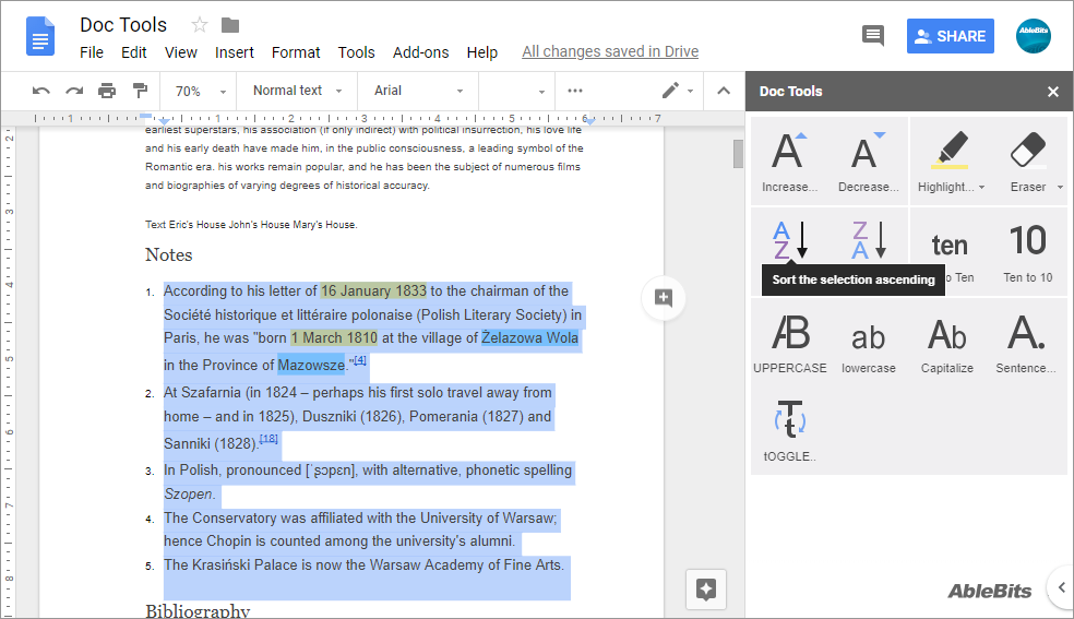 alphabetize in word for mac 2011