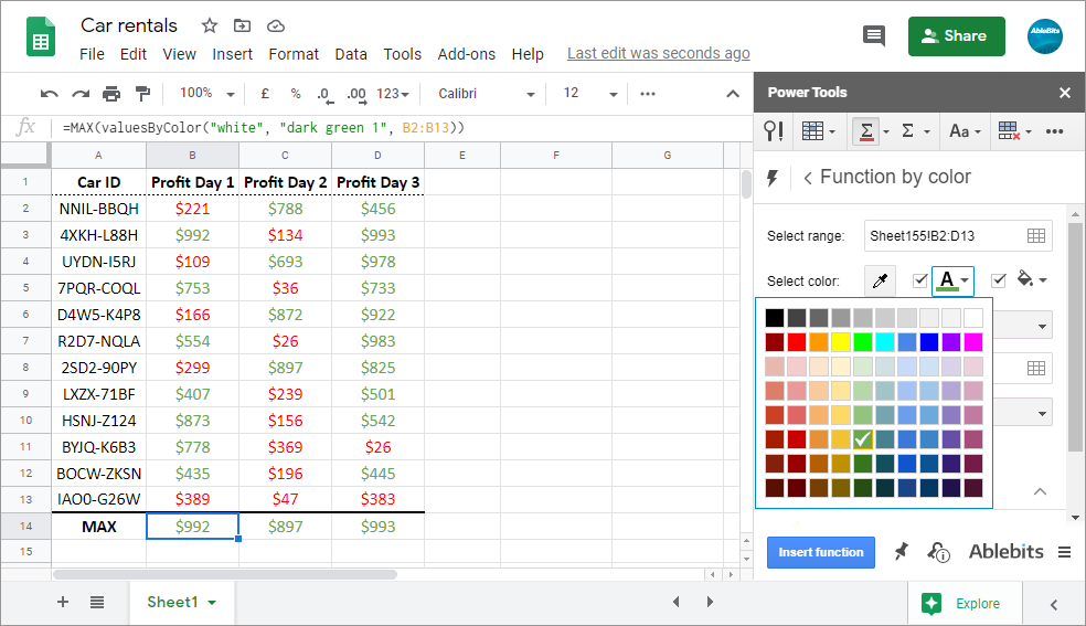Use palettes or color-picker to set up pattern shades