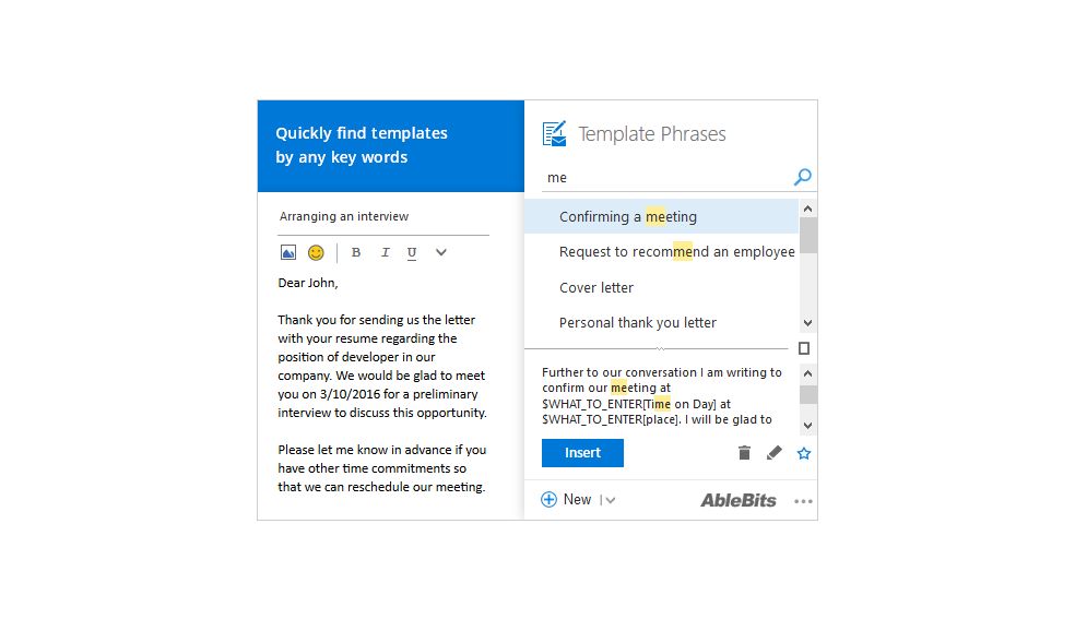 Search your templates in Outlook online