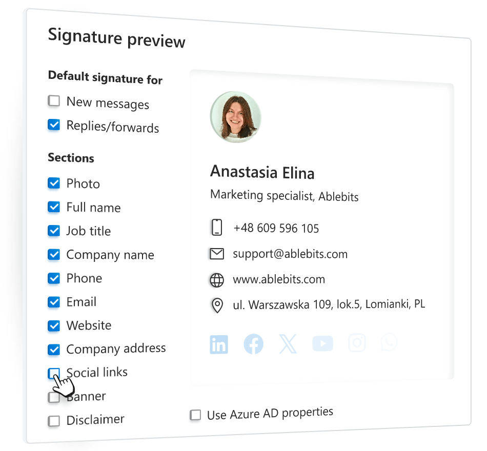 Maintain the unified email style with company-wide and team-wide signatures.