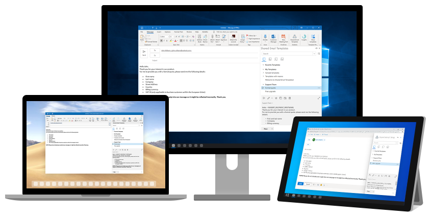 Outlook email templates shared and private